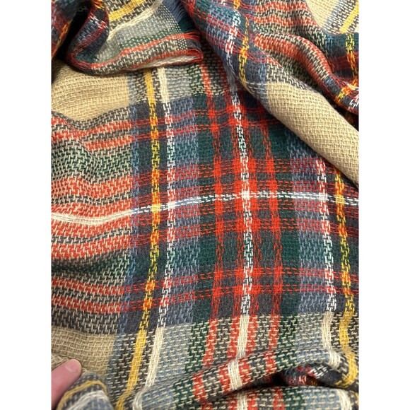 NWT Dimore Red Plaid Blanket Scarf Women Big Oversized 56” x 56” Eyelash Fringe - Picture 8 of 9